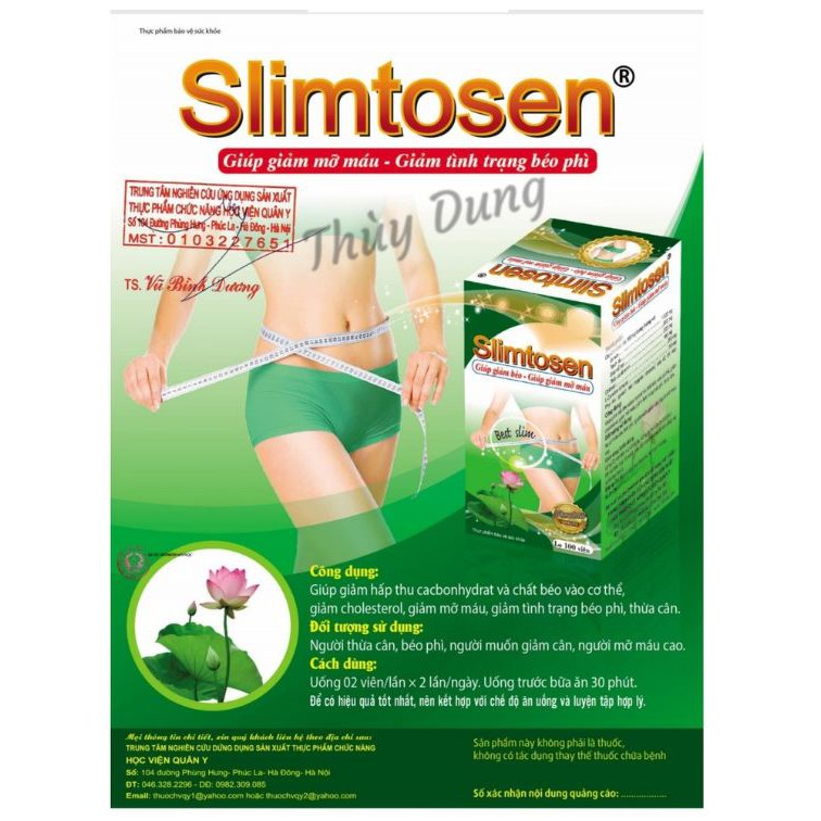 Liệu Trình Giảm Cân 1 Hộp Slimtosen + 2 Hộp Trà Slimutea - Học Viện Quân Y - Giảm 3-5kg