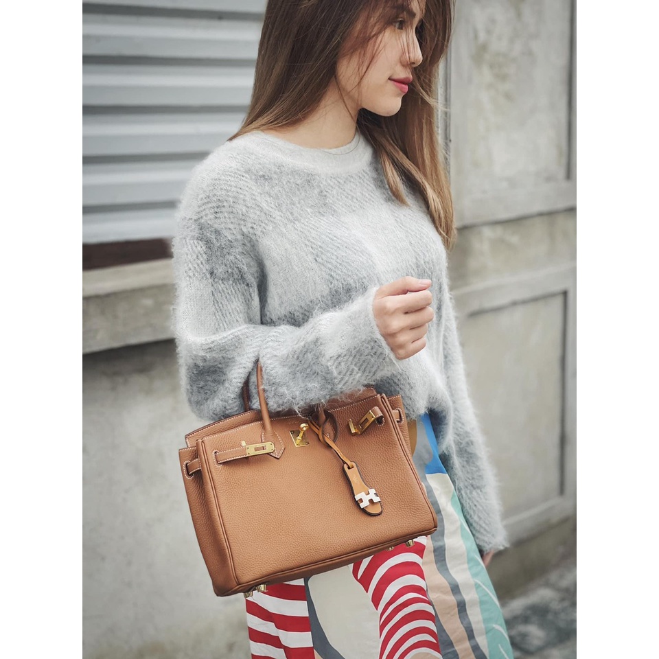 Túi xách Her.mer bikin vipp size 25cm  da bò Màu Nâu