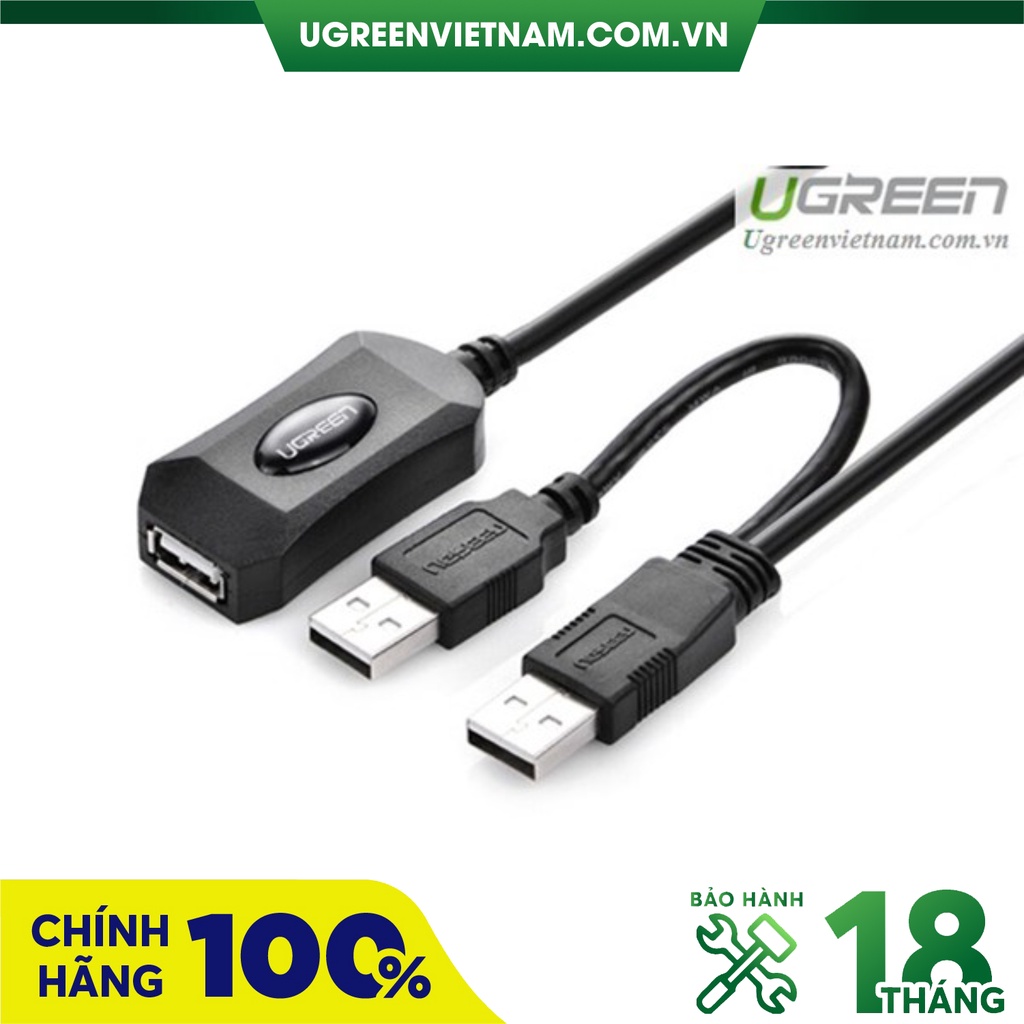 Cáp USB 2.0 nối dài 5m có hỗ trợ nguồn chính hãng Ugreen 20214 Cao cấp