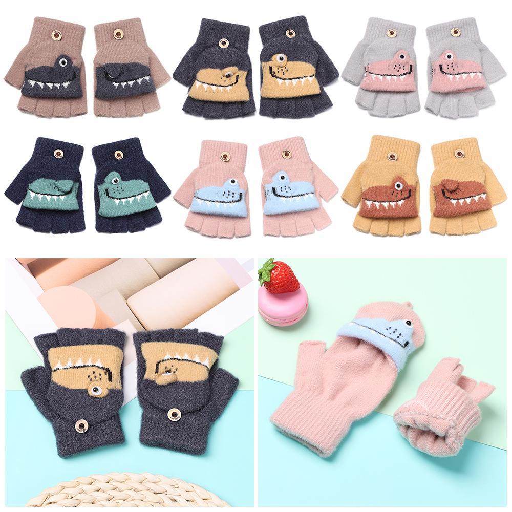 1 Đôi Găng Tay Hở Ngón Mềm Mại Giữ Ấm Cho Bé 5-12 Tuổi