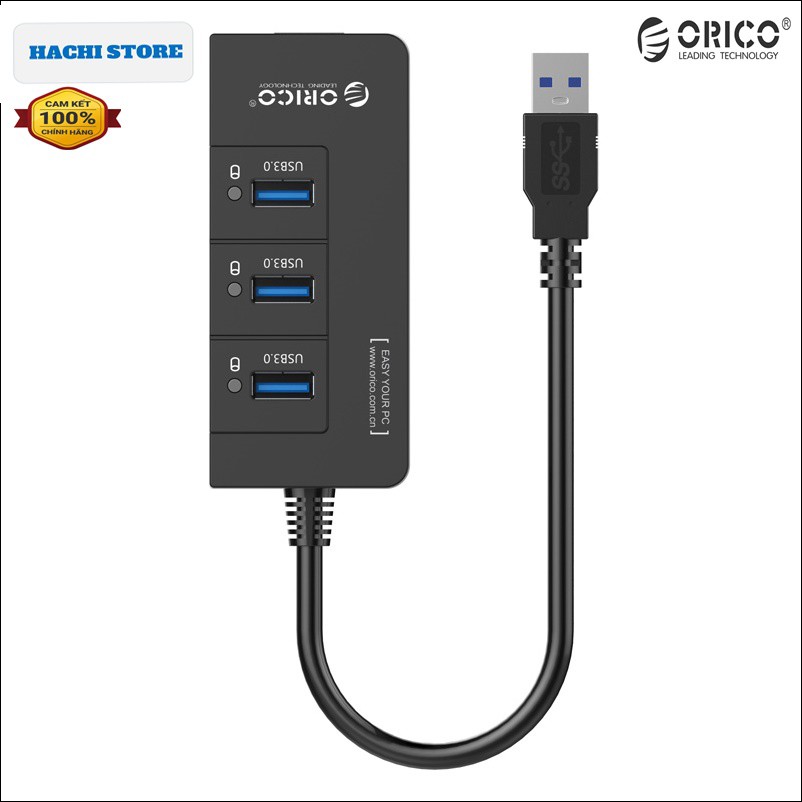 Bộ chia USB 3.0 3 Cổng tích hợp cổng LAN GIGA Orico HR01-U3 - Hàng Chính Hãng