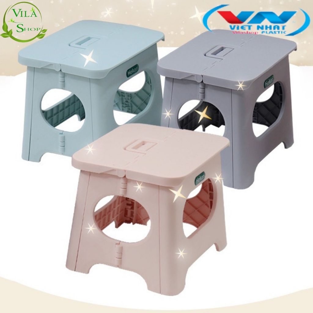 Ghế Nhựa Gấp Gọn Hokori Việt Nhật, Ghế Xếp Lùn, Đẩu Nhựa Gập Gọn Tiết Kiệm Không Gian