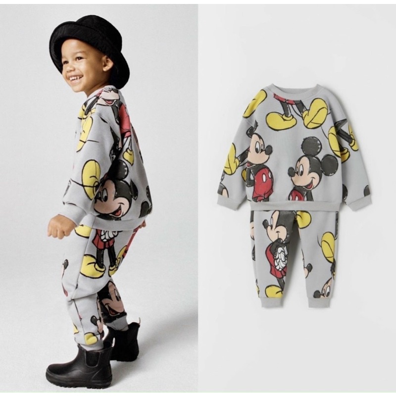 Bộ nỉ bông Mickey ghi cho bé trai size từ 10-22 cân