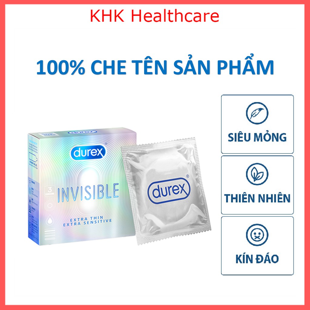 Bao cao su Durex Invisible Extra Thin Extra Sensitive 3 bao chính hãng sản xuất tại Thái Lan