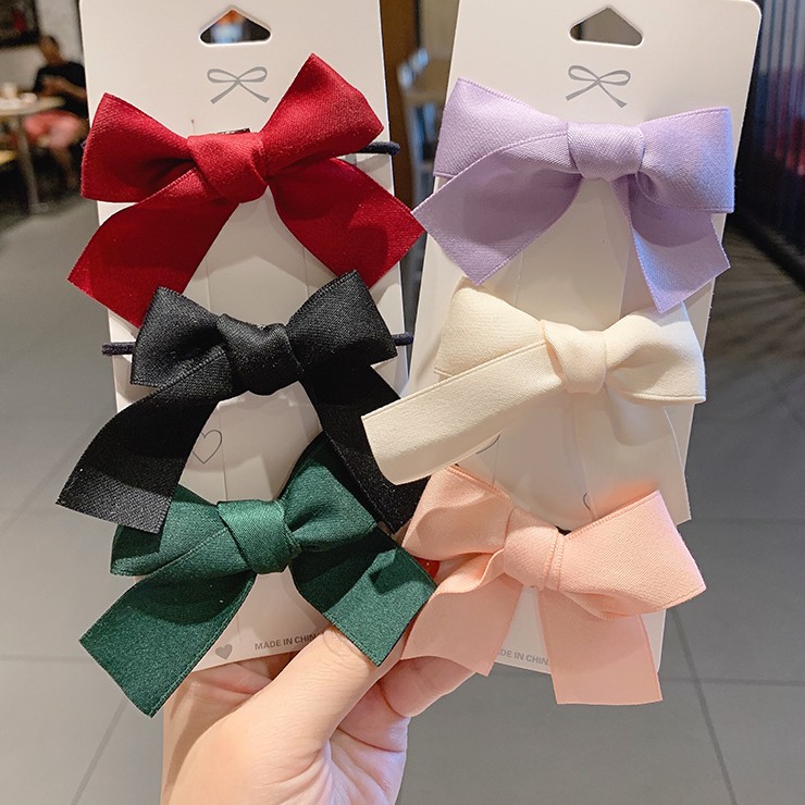 Kẹp Tóc Hình Nơ Vải Satin Phong Cách Retro