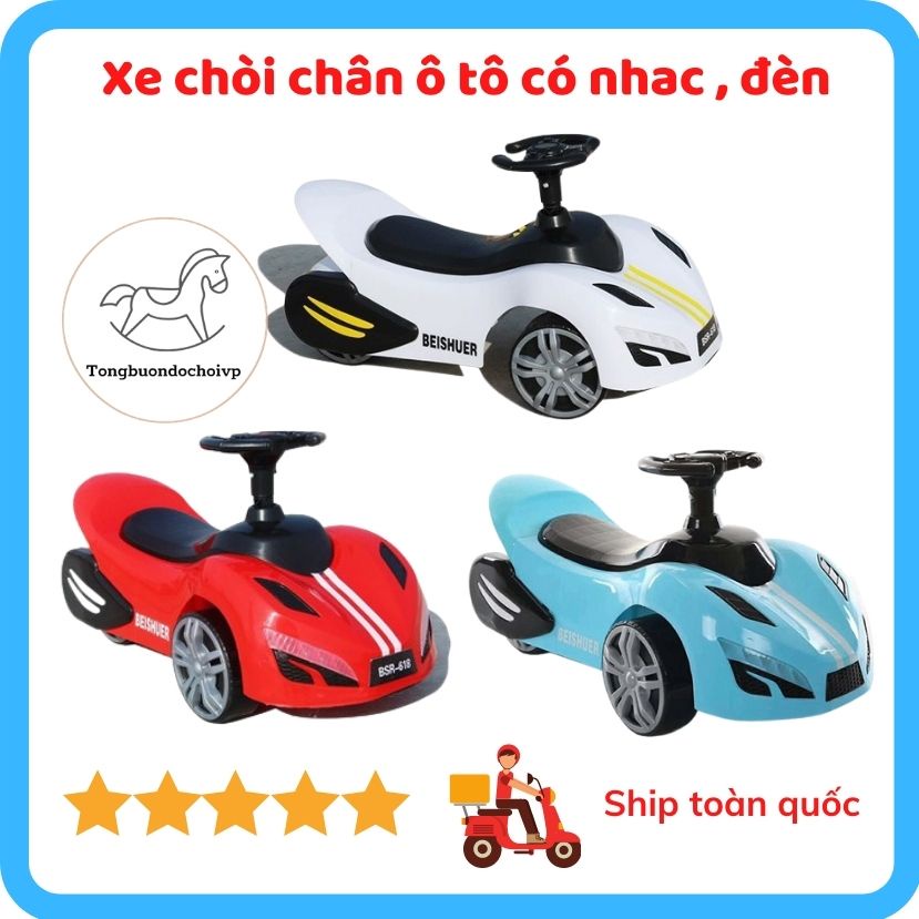 Xe chòi chân ô tô  có đèn + nhạc cho bé