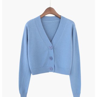 Áo len ngắn kiểu dáng rộng Hàn Quốc khoác cardigan nữ mùa xuân dài tay