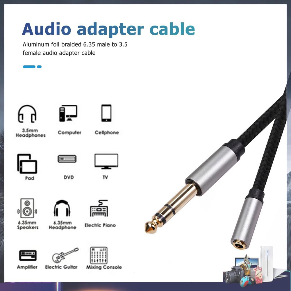 Dây Cáp Bện Chuyển Đổi Cổng 3.5mm Female Sang 6.35mm Trs 1 / 8 Jack Sang 1 / 4