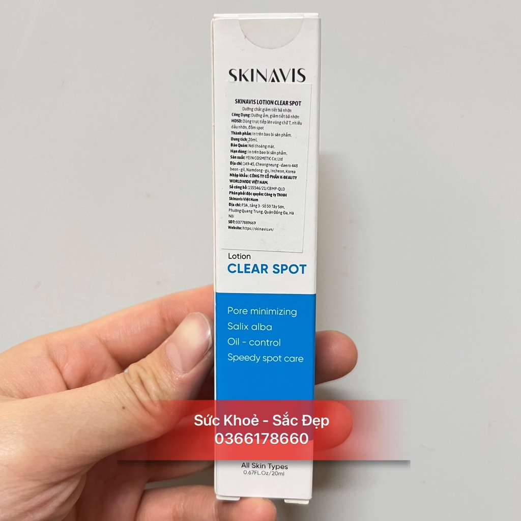 Skinavis Clear Spot Lotion 20ml kiểm soát mụn và dầu nhờn túp 20ml