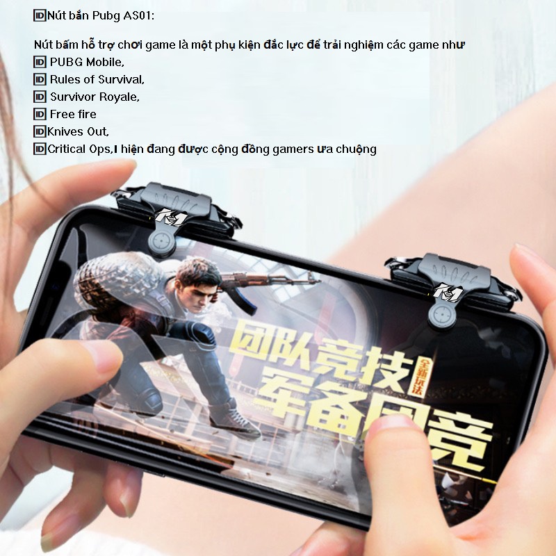 Bộ 2 nút AS01 Đen chơi pubg,free fire,...Nút hỗ trợ game ff pupg chơi game tay cầm điện thoại gaming- phụ kiện game.