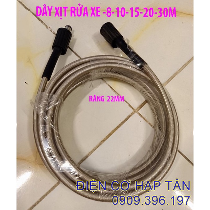 DÂY XỊT RỬA XE  8 -10 -15 -20 -30MÉT- TRẮNG- RĂNG 22mm