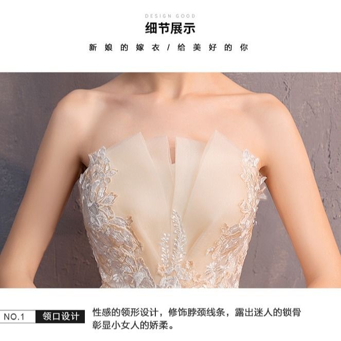 bán hàng trực tiếp tại nhà máy giá đặc biệt2021 series Mori mới Cô dâu đầu ống kiểu Pháp váy cưới mỏng và đơn