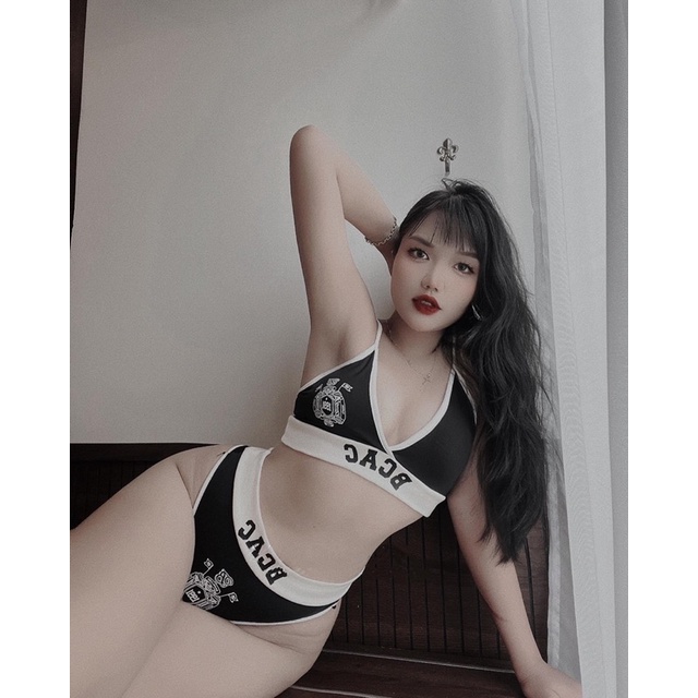 bikini 2 mảnh viền ( có mút ngực ) - BCAC đen viền trắng - CarotShop