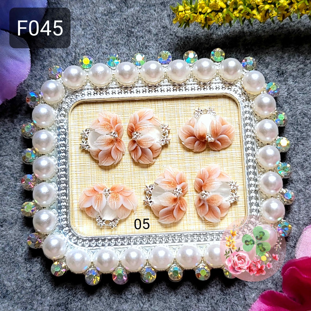 Mẫu: F045 . Hoa bột đính móng siêu xinh.