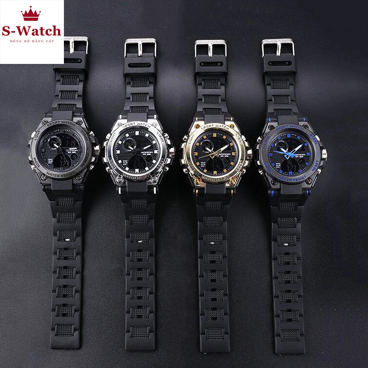 [ẢNH + VIDEO] Đồng hồ nam SANDA máy Nhật, đồng hồ thể thao dây khớp nhựa vòng cung SD05