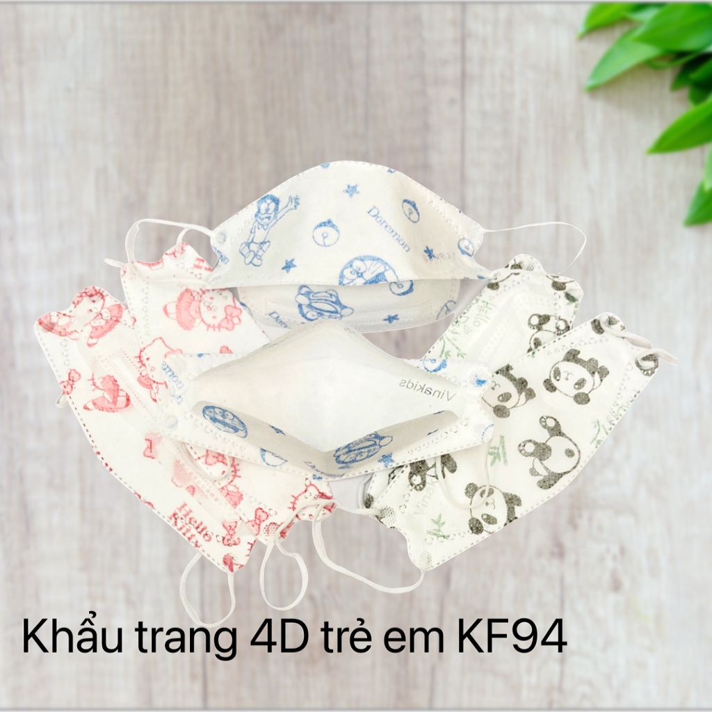 Khẩu trang 4D KF94 tiêu chuẩn Hàn quốc chất liệu PP gồm 3 lớp vải và 1 lớp giấy kháng khuẩn