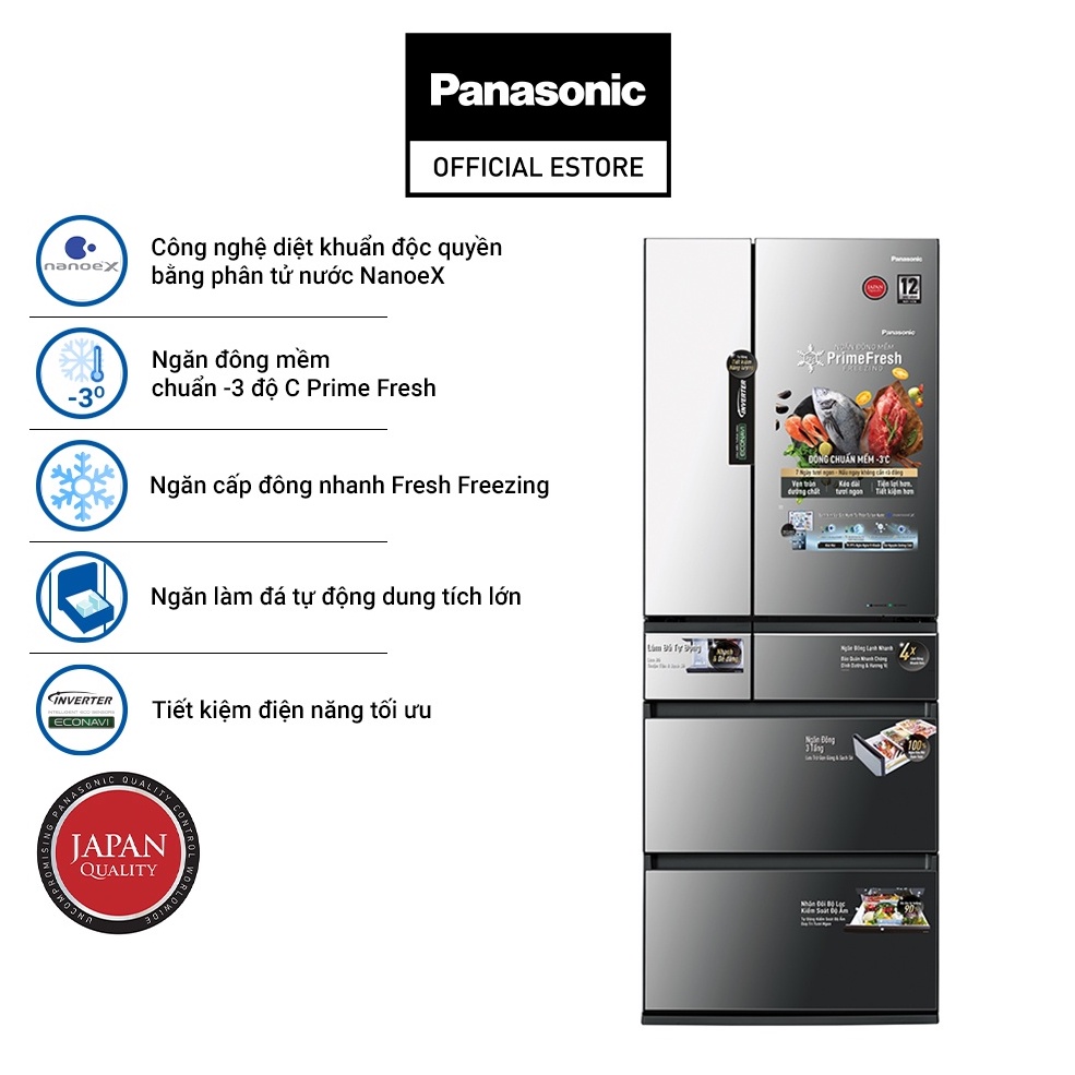 Tủ Lạnh 6 Cánh Panasonic 589 Lít NR-F603GT-X2 - Bảo Hành 3 Năm - Hàng Chính HẫngC[CHỈ GIAO TẠI HCM]