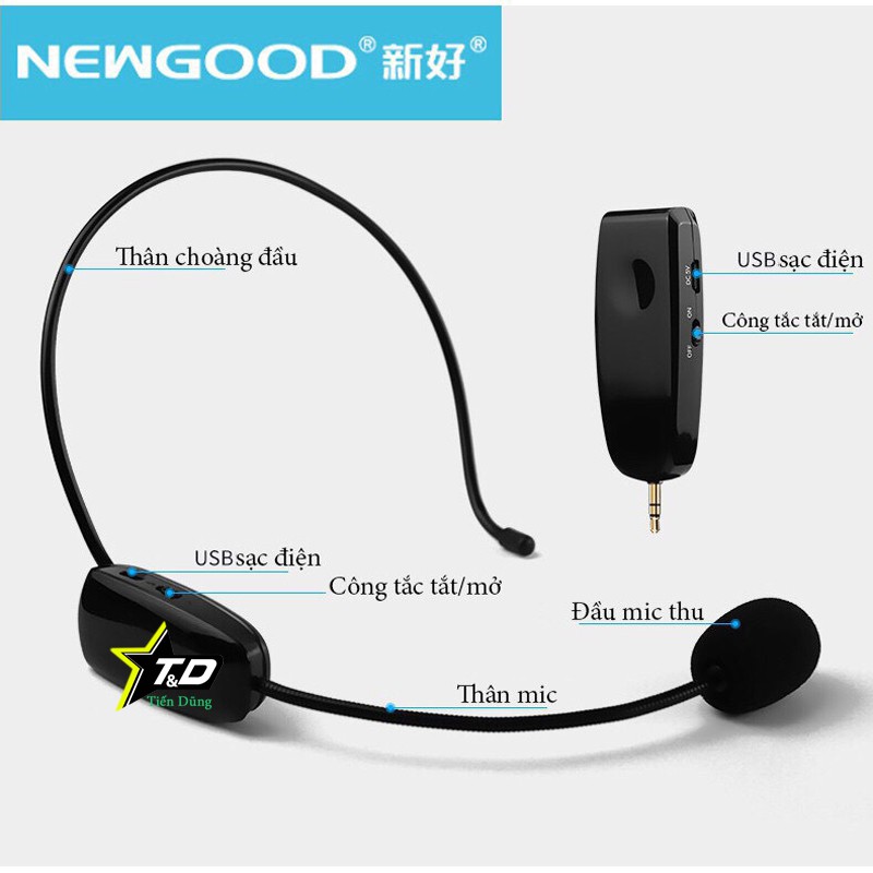 [Mã ELHACE giảm 4% đơn 300K] Mic trợ giảng không dây Newgood P11 chạy sóng UHF phù hợp tất cả dòng máy hỗ trợ mic