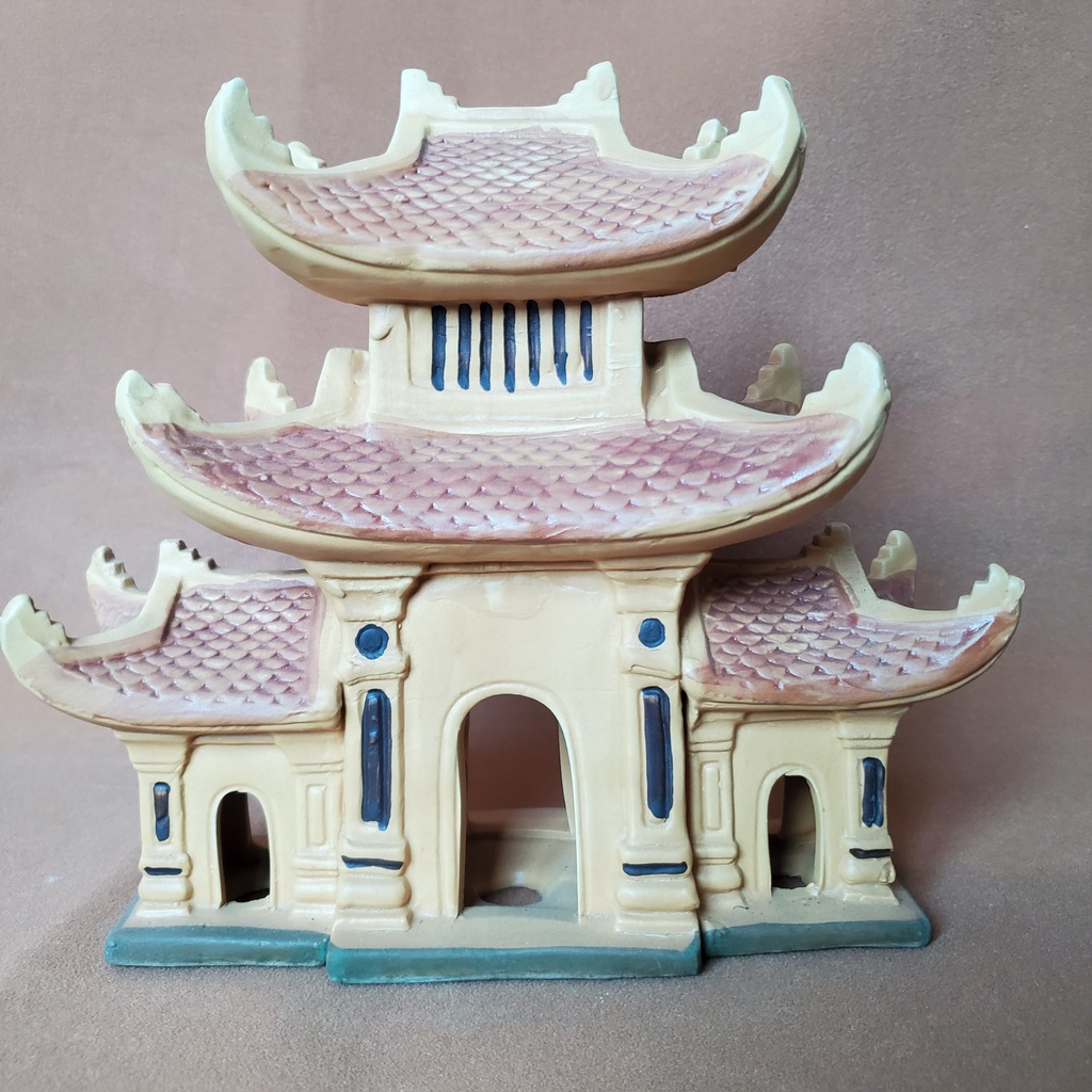Tượng Cổng Làng , Chùa - Kích thước 23*10*20 cm ,15*7*15 cm - Gốm sứ Bát Tràng  - Trang trí tiểu cảnh, cây bonsai, bể cá