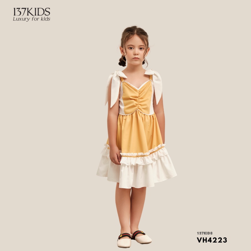 Váy công chúa Jessy 137Kids thiết kế 2 dây nhún bèo xinh xắn dễ thương cho bé gái