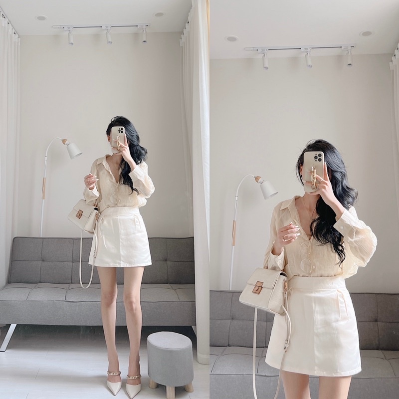 Áo sơ mi gập ly mỏng mát Samhyewear