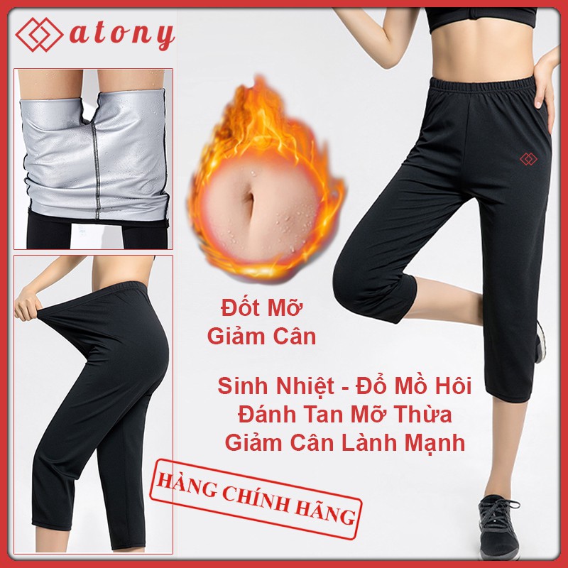 Quần Sinh Nhiệt Đổ Mồ Hôi Giảm Mỡ Bụng ATONY Cao Cấp, Tráng Nano Bạc Nhật Bản, Sinh Nhiệt, Đốt Mỡ, Giảm Eo, Giảm Cân