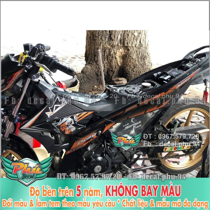 Tem rời Satria Kingdrang Đen cam , xe đen (X) -1