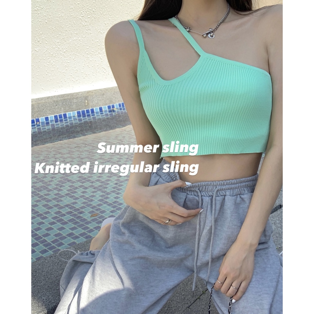 Áo hai dây dệt kim dáng ôm thời trang Hàn Quốc quyến rũ cho nữ