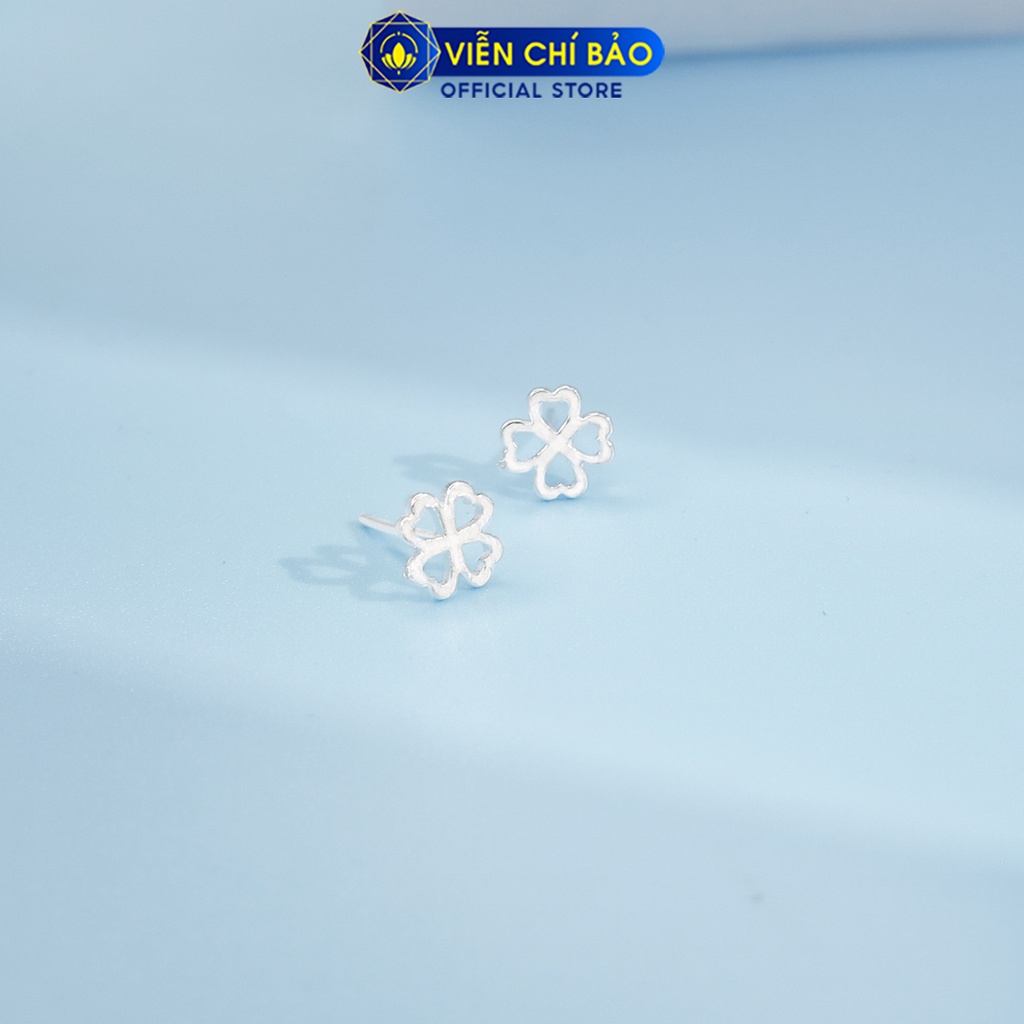 Bông tai bạc nữ hình cỏ 4 lá chất liệu bạc 925 thời trang phụ kiện trang sức nữ thương hiệu Viễn Chí Bảo E011x