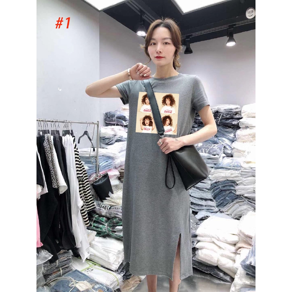 Đầm suông dáng dài tay ngắn in họa tiết hoạt hình dễ thương dành cho nữ | BigBuy360 - bigbuy360.vn