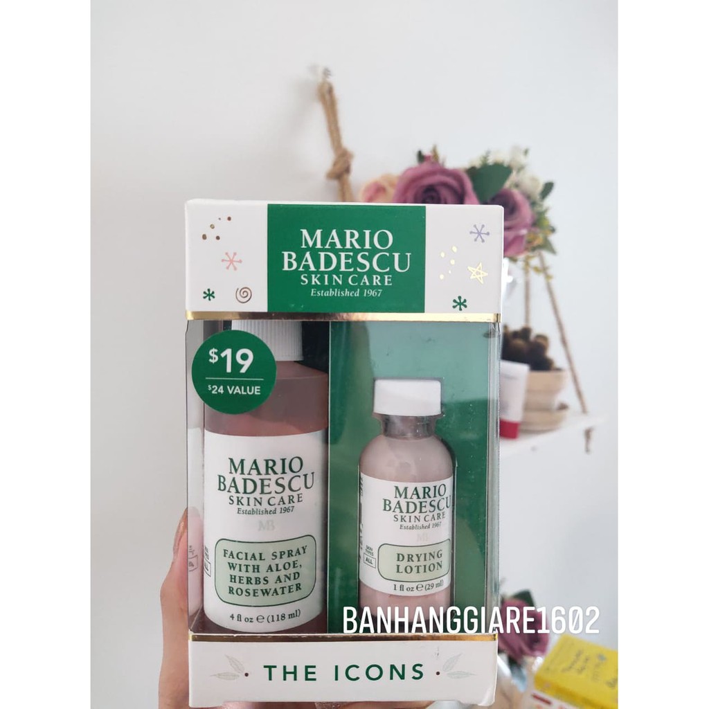 Bộ 2 Sản Phẩm Mario Badescu Skin Care The Icons Chấm Mụn & Xịt Khoáng (118ml- 29ml)