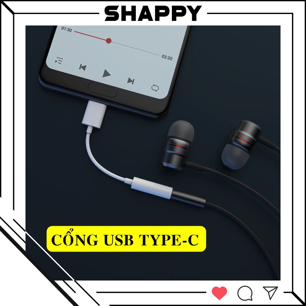 Cáp Chuyển USB TypeC Sang 3.5MM - Bảo Hành 01 Tháng 1 ĐỔI 1 [Shappy Shop]