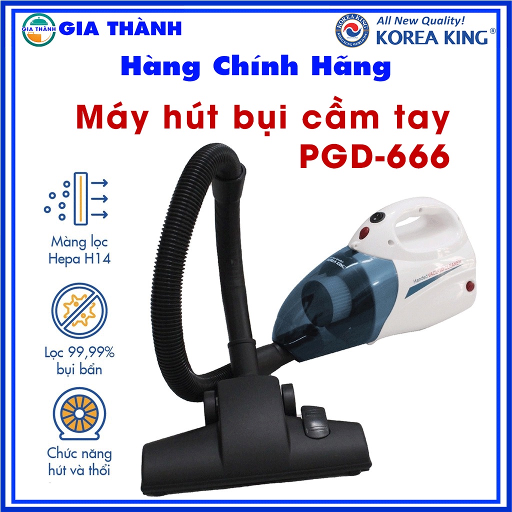 Máy hút bụi cầm tay Korea King PDG-666 (220v/50Hz,1000W, màu xanh trắng, 2 chức năng hút thổi) - Hàng chính hãng