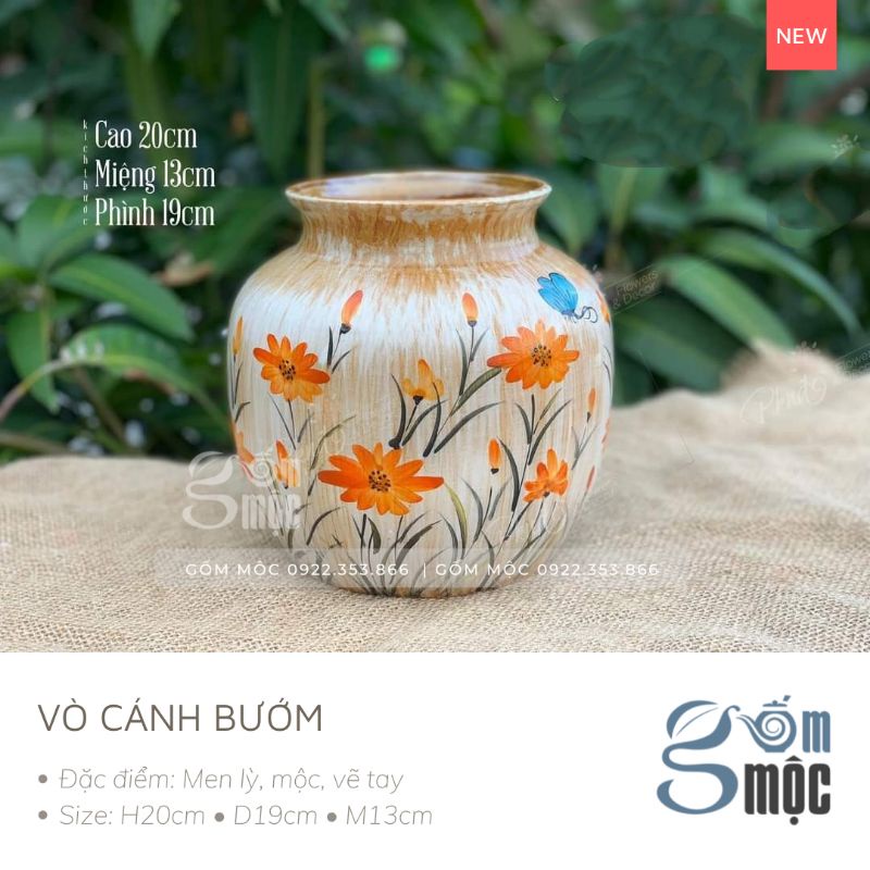 Vò gồm cắm hoa, gốm Bát Tràng