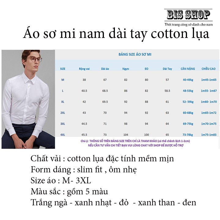 Áo sơ mi nam dài tay vải lụa nến