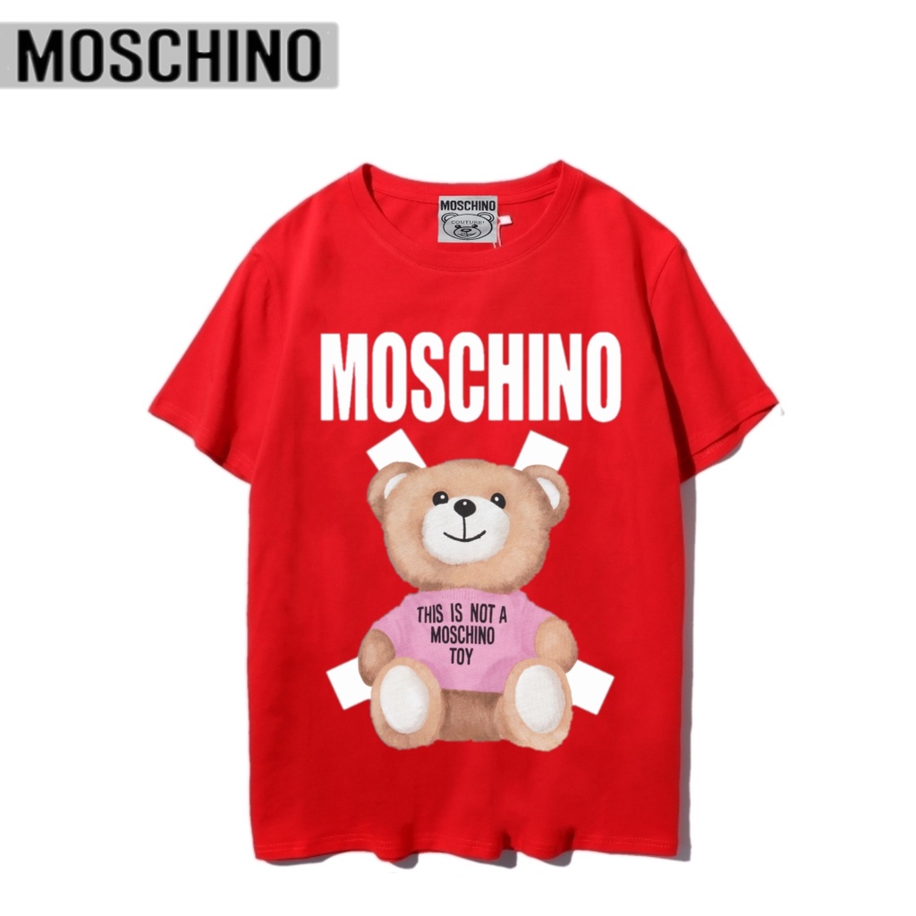 Áo thun tay ngắn cổ tròn in hình gấu Moschino