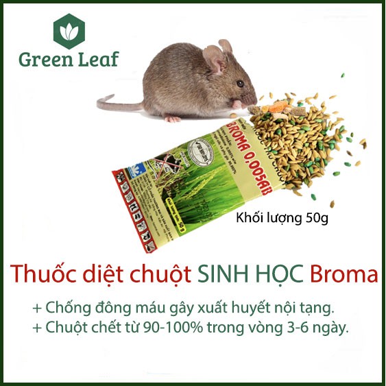 [Hiệu Quả 100%] Thuốc diệt chuột SINH HỌC thế hệ mới Broma 0.005ab gói 50g