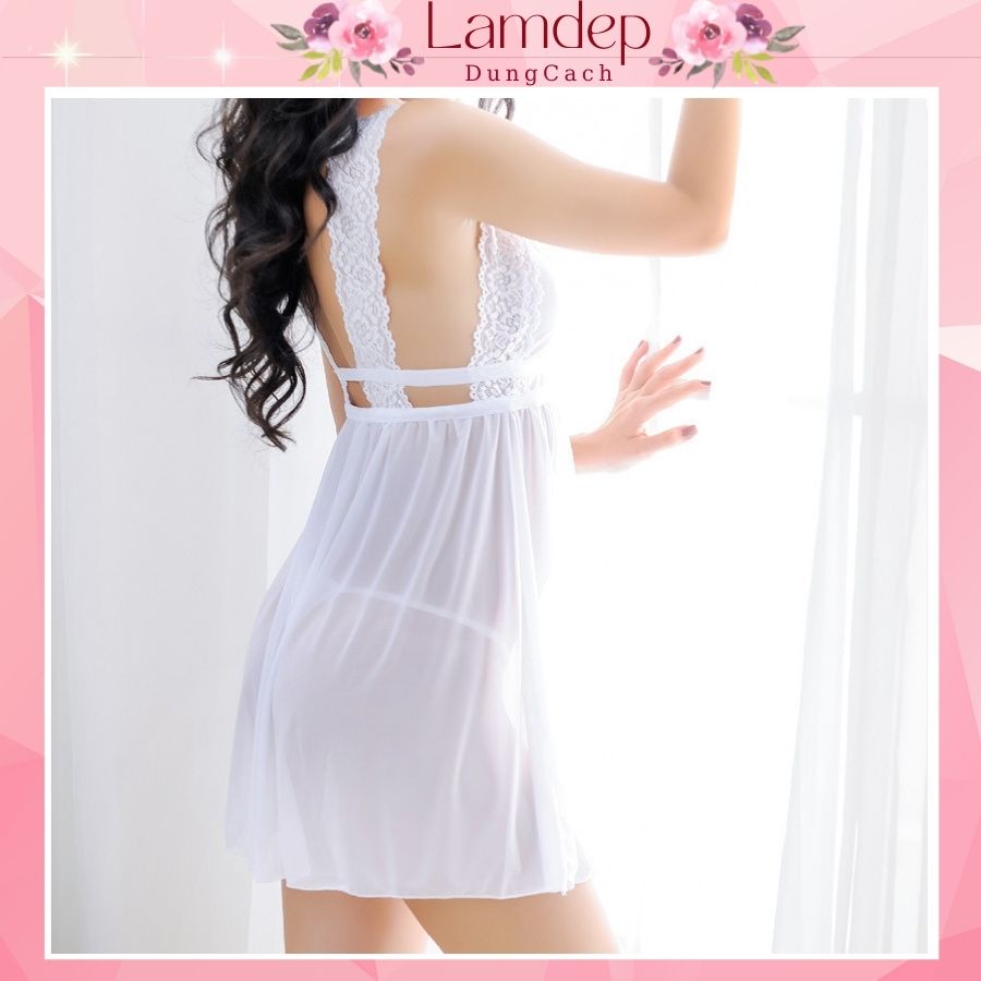 Bigsize Váy ngủ xuyên thấu sexy kèm quần chíp hai dây gợi cảm