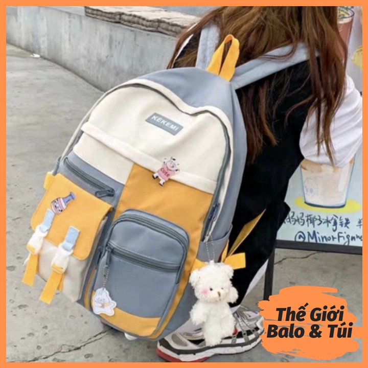 Balo cặp ulzzang basic nữ thời trang đi học đi chơi du lịch giá rẻ đựng vừa laptop canvas PHỐI MÀU| thegioibalo