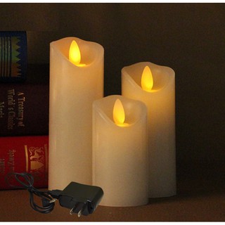 Nến điện tử sạc điện, đường kính 5cm, cao 18cm, vỏ sáp thật, tim lắc lư