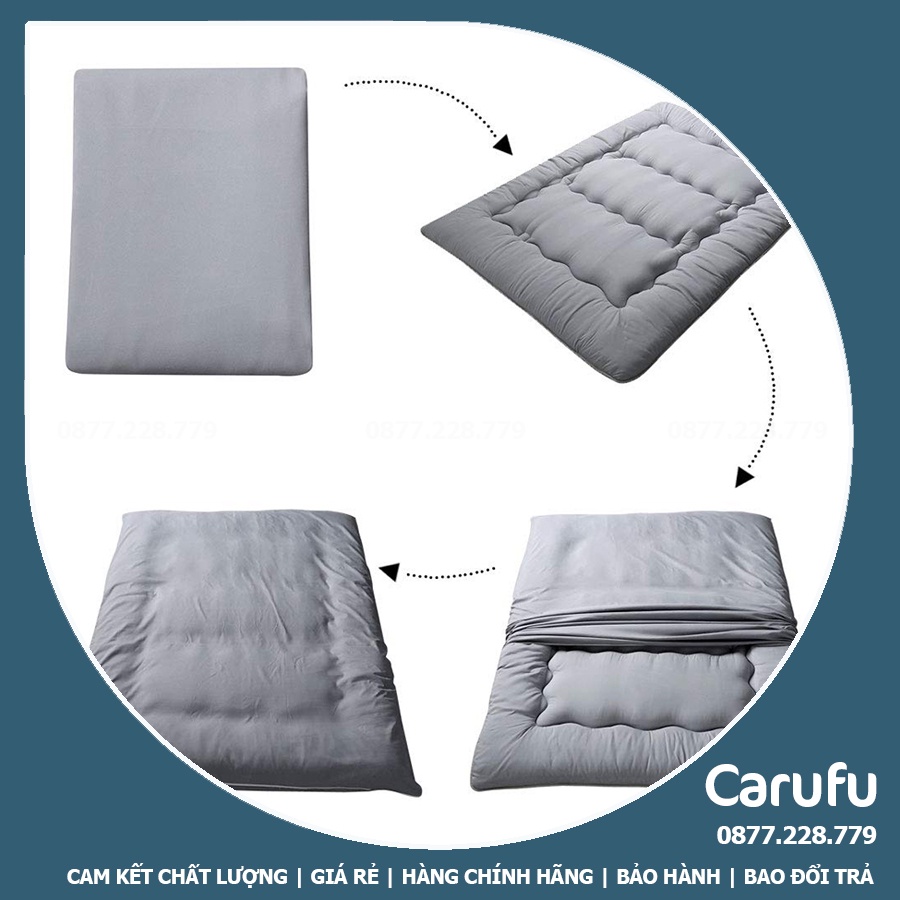 Áo bọc Nệm Gấp 3 loại  2 mặt có kháo kéo 1m 1m2 1m4 1m6 1m8 2m | Carufu
