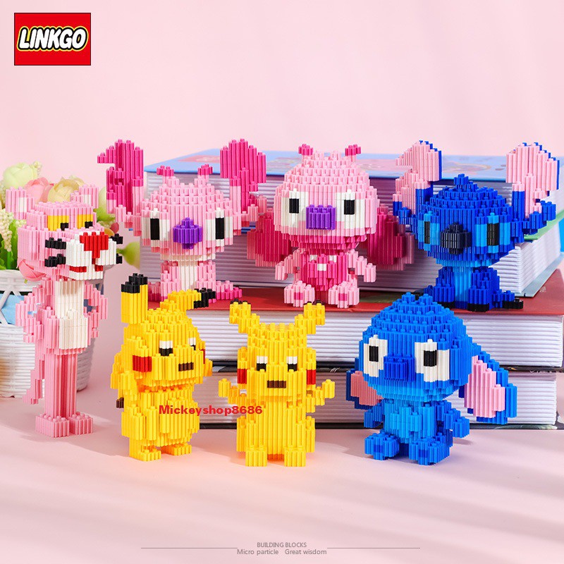 (Có Sẵn) xếp hình nanoblocks linkgo Stitch 2 mẫu Lego Hãng HC MAGIC nano block cho bé màu hồng - màu xanh