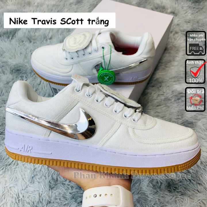Giày sneaker Nike air force one 1 x Travis Scott white Trắng nam nữ hàng cao cấp