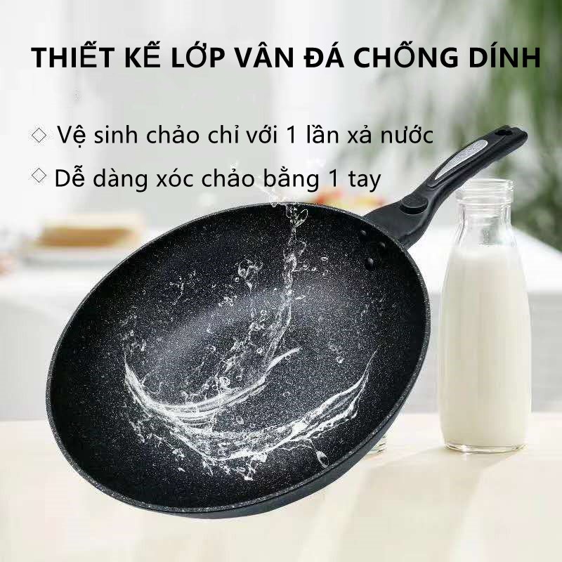 Hàn Quốc Chảo chống dính Kim loại 32cm Maifan Stone Wok Chảo gia dụng không khói