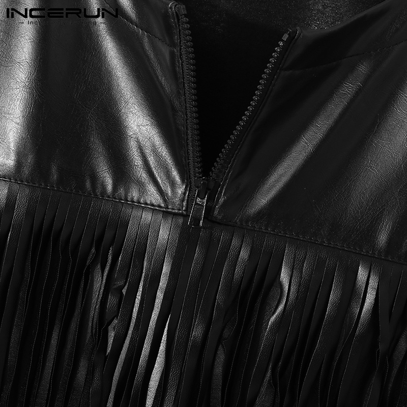 Áo thun INCERUN sát nách cổ chữ V phối khóa kéo thời trang dành cho nam