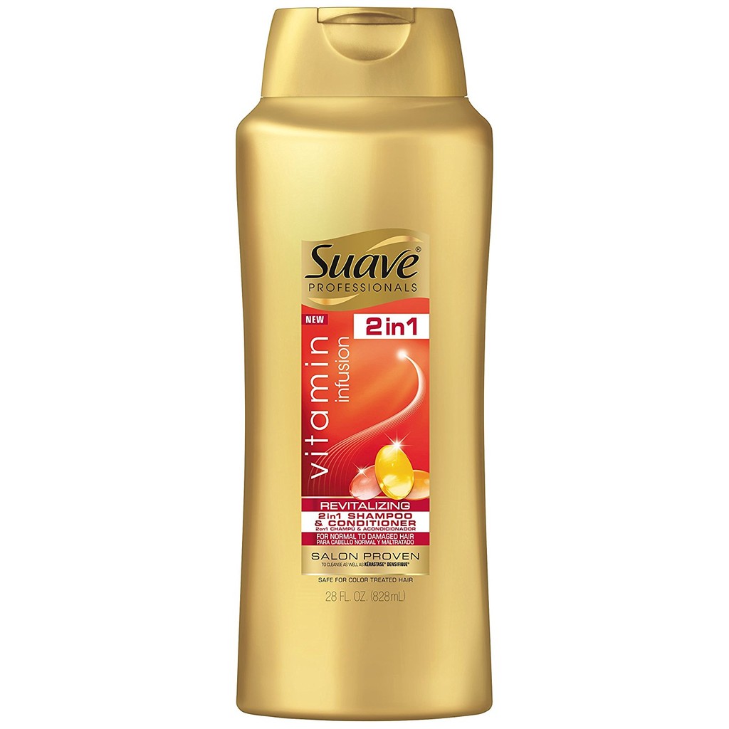 Dầu gội &amp; xả chứa vitamin dưỡng tóc Suave Professionals 2-in-1 Shampoo and Conditioner Vitamin Infusion 828ml (Mỹ)