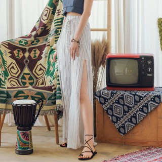 Quần boho ống rộng xẻ
