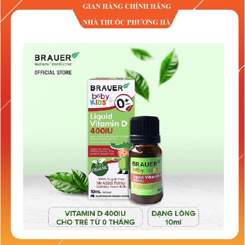 Brauer Liquid Vitamin D 400IU Bổ sung vitamin D cho trẻ sơ sinh lọ 10ml