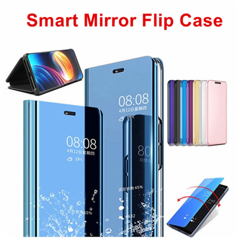 Bao da điện thoại màu trơn tráng gương sang trọng cho Samsung Galaxy A50 A40 A70 A30 A20 A60 A10 A50s A30s A80