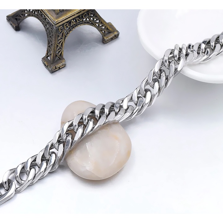 Lắc tay nam inox kiểu lặc đôi 13mm khóa bộ thời trag trắng sáng đẹp, khôg đen, không gỉ - Đem lại đẳng cấp cho người đeo